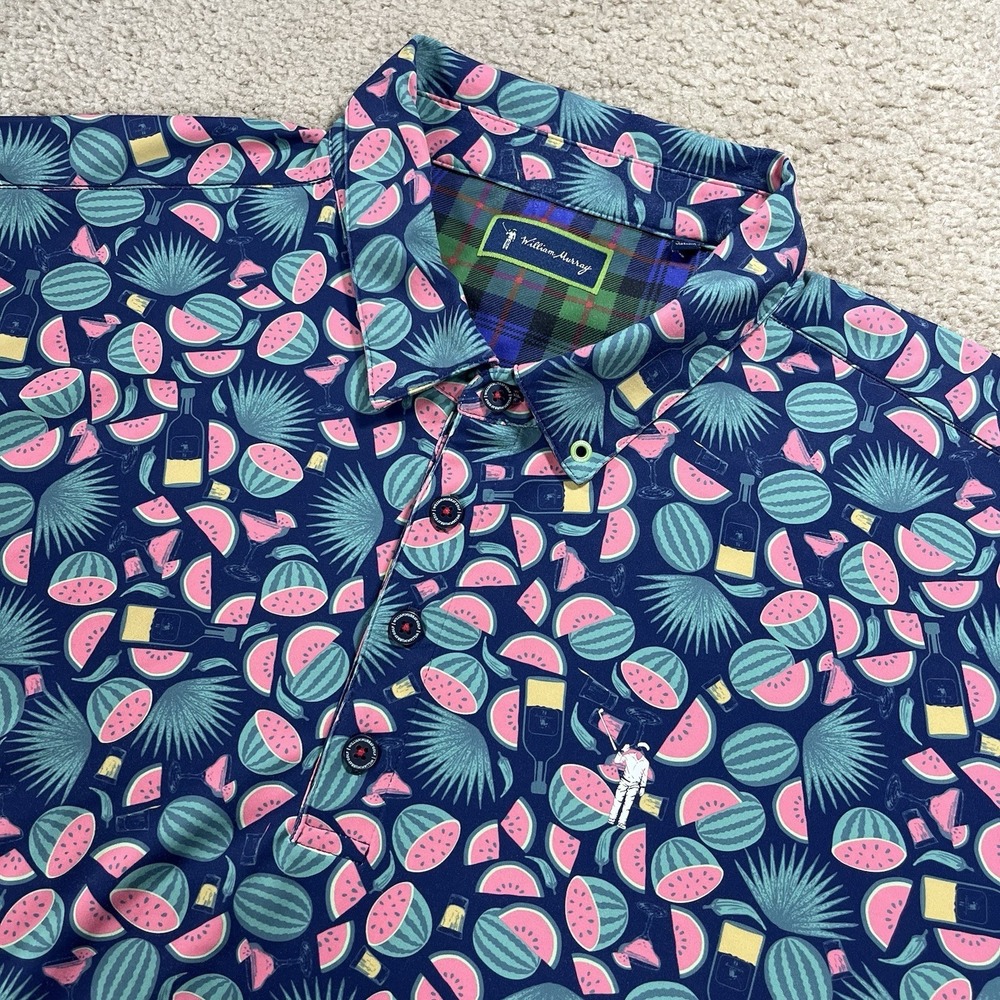 William Murray Golf Button Shirt Men XL Spicy Watermelon Margarita Performance